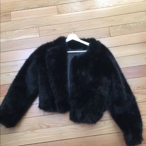 Faux Fur Coat Black Size M